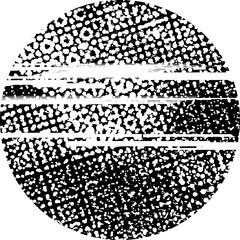 Fototapeta na wymiar Glitch distorted grunge layer circle . Noise destroyed texture . Trendy defect error shapes . Overlay grunge texture . Distressed effect .Vector shapes with a halftone dots screen print texture.