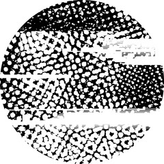 Fototapeta na wymiar Glitch distorted grunge layer circle . Noise destroyed texture . Trendy defect error shapes . Overlay grunge texture . Distressed effect .Vector shapes with a halftone dots screen print texture.