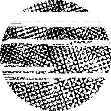 Glitch distorted grunge layer circle . Noise destroyed texture . Trendy defect error shapes . Overlay grunge texture . Distressed effect .Vector shapes with a halftone dots screen print texture.