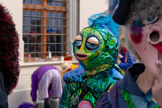 Basel carnival 2026. Single participant with mask