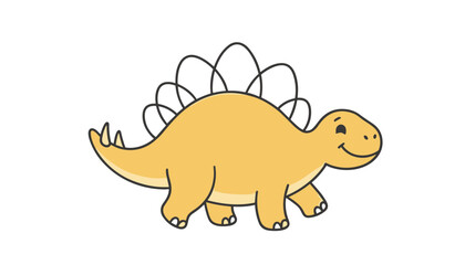 Fototapeta premium Cute stegosaurus dinosaur cartoon character flat vector illustration for kids print isolated on white background