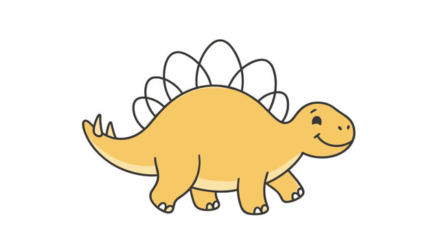 Cute stegosaurus dinosaur cartoon character flat vector illustration for kids print isolated on white background