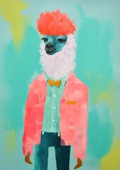 Naklejka premium Alpaca art painting portrait.