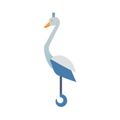 Naklejka premium Stylized crane bird mobile design with hook detail