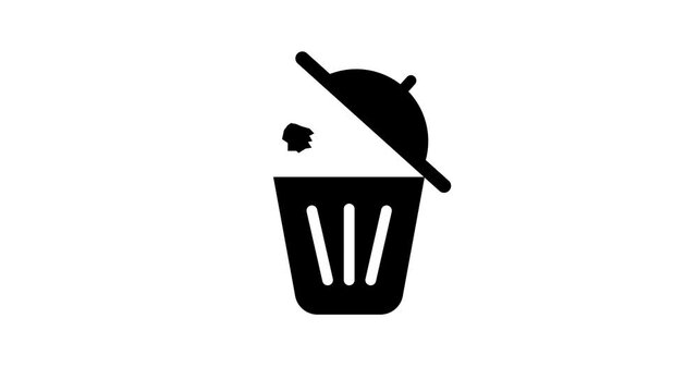 Recycle trash can icon animation isolated on white background