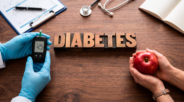 Diabetes management with blood glucose monitoring and healthy eating choices