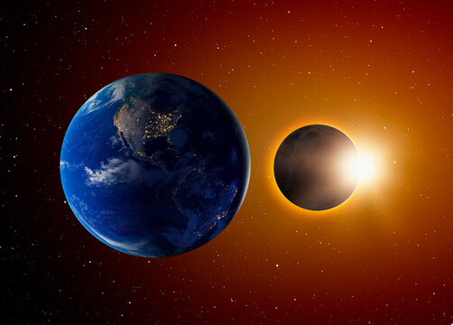 Solar Eclipse over the planet Earth "Elements of this image furnished by NASA"