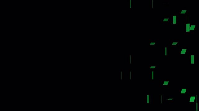 Pixelated Card Wipe Transition, Random Directional Green Reveal, Alpha, 4K