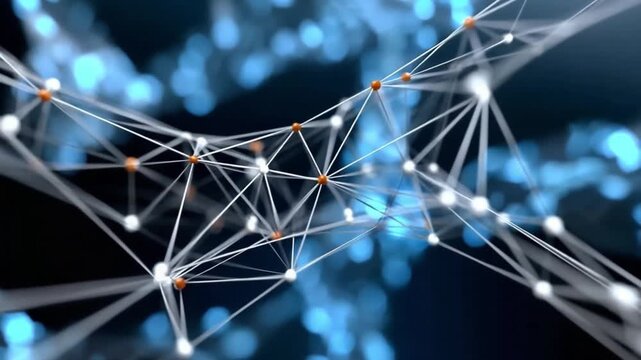 Abstract Network Connection: A digital visualization of interconnected nodes and lines, representing the complex web of technology and data.