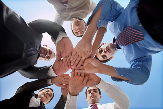 Stack of business hands 