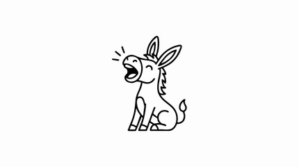 Fototapeta premium Cute Donkey Braying Line Art Illustration.