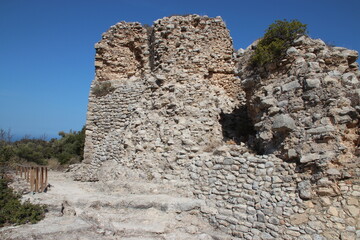 byzantine tower at the ancient city of eleftherna in crete in greece  © frdric