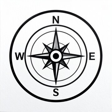 Black and white compass rose navigation symbol.