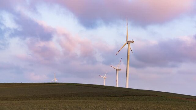 Sunset Windmill Landscape at Pineapple Sea in Xuwen County, Zhanjiang