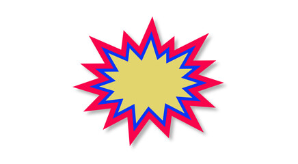 A vibrant comic book style starburst explosion icon for sales or promotions, isolated on a white background. © Blank mind