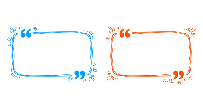 A set of two colorful hand-drawn doodle style quote boxes with copy space for text, isolated on a white background.