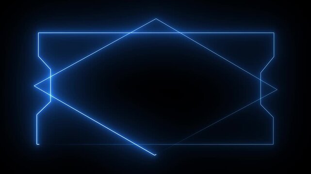 Abstract neon glowing light high tech rectangular blue color frame animation on background. New design frame . 4k animation motion graphics video.