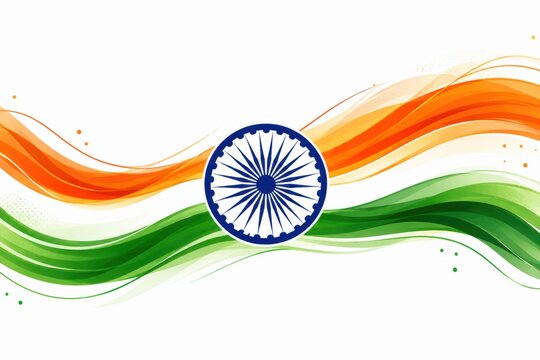 Abstract wavy indian flag design with saffron white and green colors