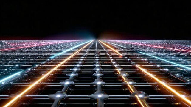 Abstract Digital Highway: An abstract representation of a digital highway with glowing lines of data flowing at high speed, symbolizing technology and connectivity.
