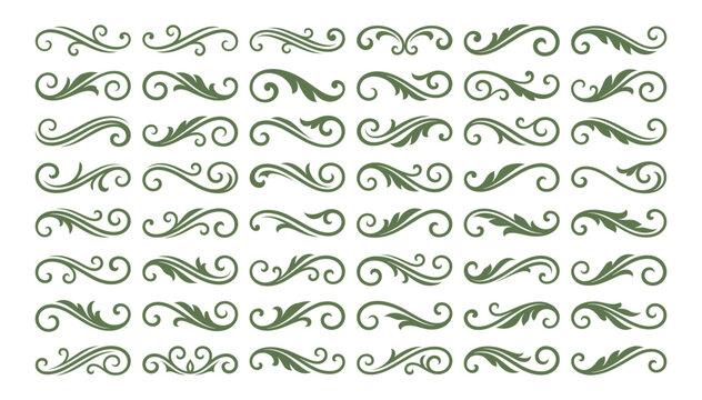 Detailed green acanthus leaf scroll patterns for architectural and textile design motifs.