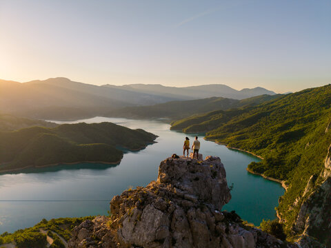 Stunning sunset views at Bovilla Reservoir in Albania, surrounded by breathtaking nature