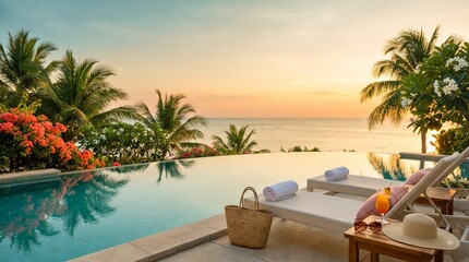 Fototapeta premium Luxury Island Vacation Promotion