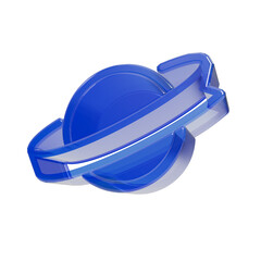 Planet Icon 3D Glossy Blue Sphere with Ring Isolated on Black Background © MDBodrul