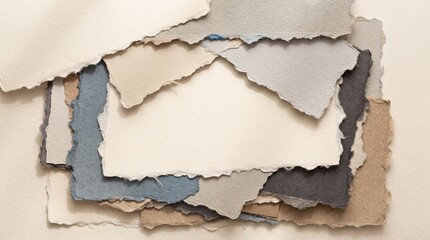 Fototapeta premium Abstract ripped paper edges background with drop shadow and copy space for collage design