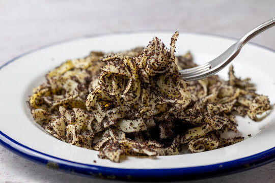 Traditional Hungarian Poppy Seed Pasta Served on Plate