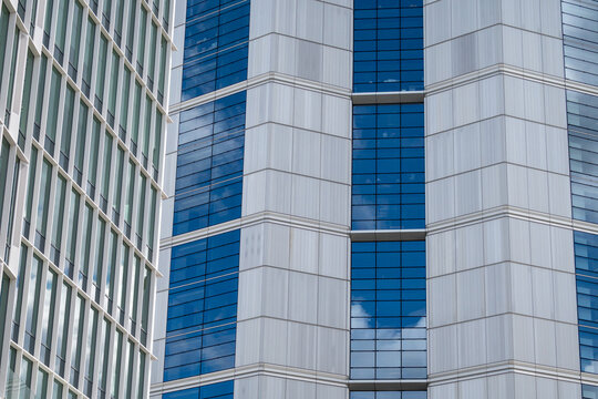 Modern Blue Glass and White Office Building Architecture