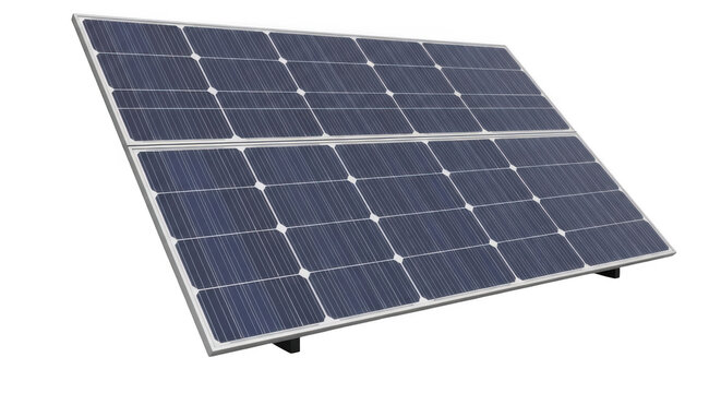 One single blue solar panel unit isolated on transparent background