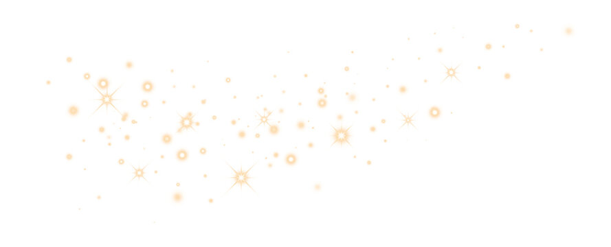 Golden Glitter Wave with Glowing Bokeh Lights and Sparkling Stars Isolated on Transparent Background