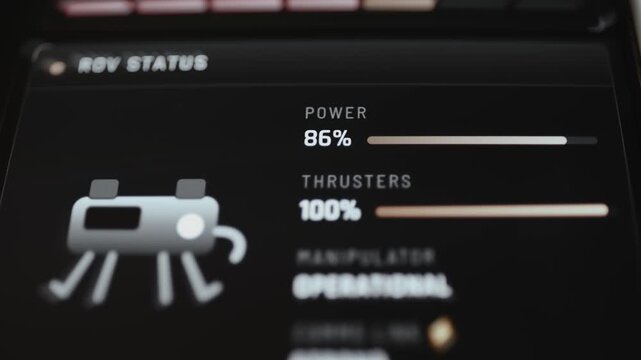 Underwater ROV Dashboard Reports 86 Percent Power