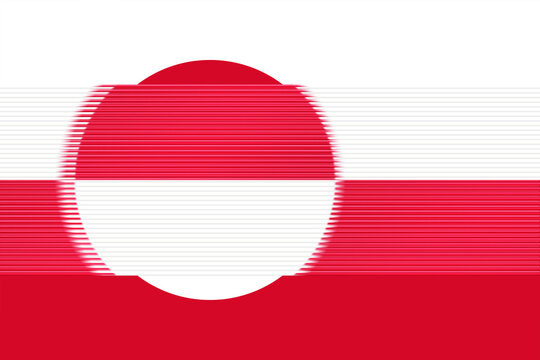 Greenland Flag with Modern Digital Glitch Scanline Effect an Abstract Patriotic Background for Technological Themes