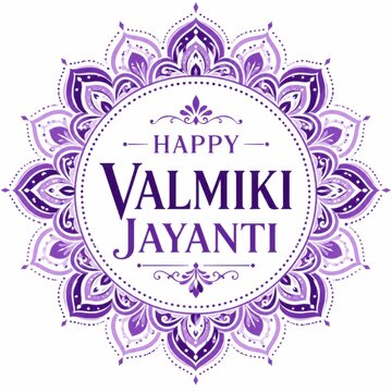 Happy valmiki jayanti greeting design with purple mandala ornament