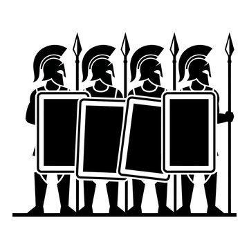 Silhouette of Ancient Roman Soldiers in Battle Formation