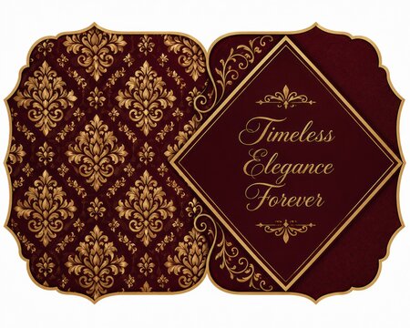 Elegant ornate dark red and gold invitation card template design