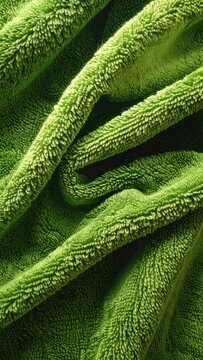 A close-up abstract view of vibrant green fuzzy fabric.