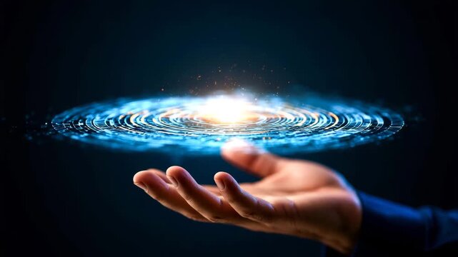 Hand Hovering Over Futuristic Digital Payment Interface