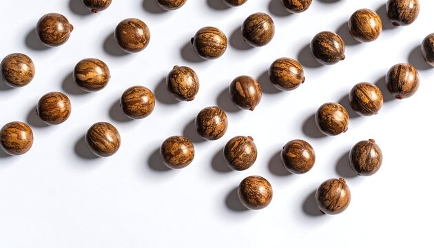 Close-up of roasted coffee beans scattered on surface.