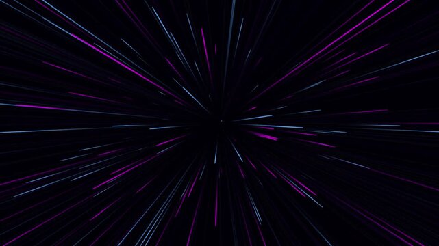 Abstract purple and blue lines exploding outwards in motion video clip