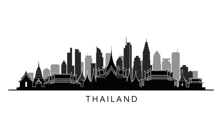 Fototapeta premium Bangkok Skyline Silhouette - Thailand Cityscape Art