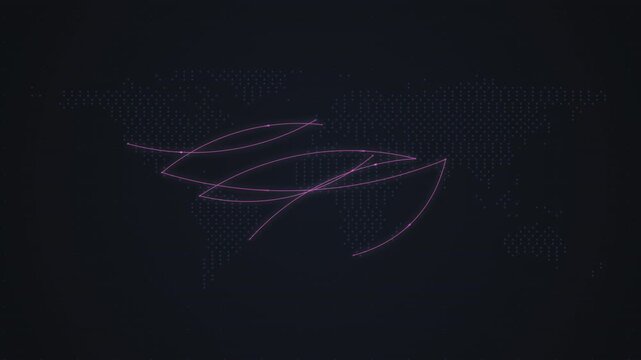 Magenta Global Transmission Routes Over Indigo Map Seamless Loop