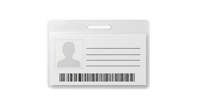 Plastic id badge with a barcode isolated on transparent background