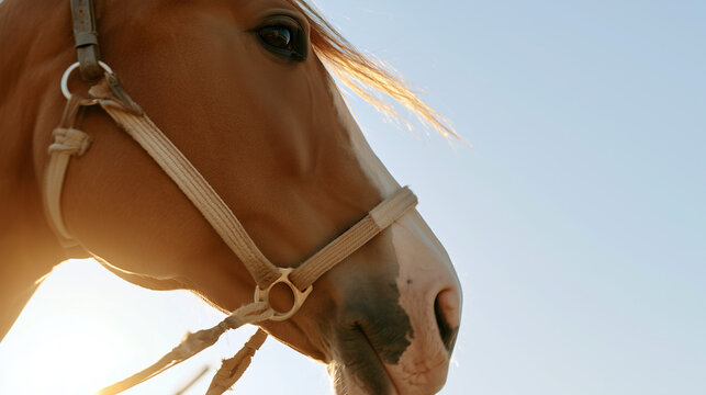 A Majestic Portrait of a Horse at the Annual Ballinasloe Horse Fair Captured in Golden Sunlight