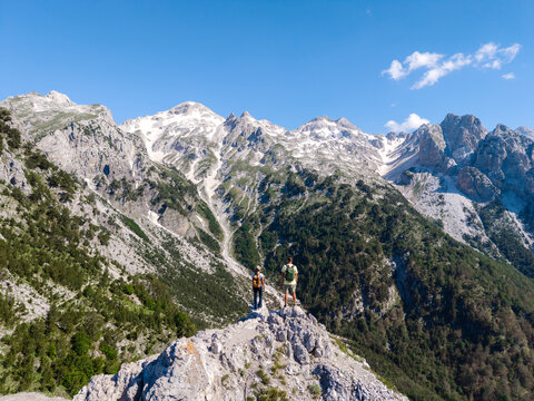 Breathtaking mountain views in Valbone Teth Albania with hikers exploring nature