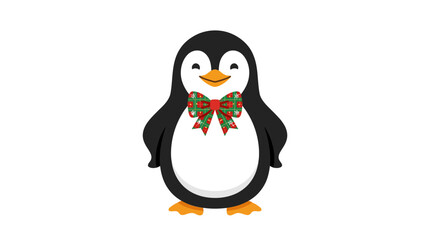 Fototapeta premium Cute Penguin with Plaid Bow Tie Vector Illustration