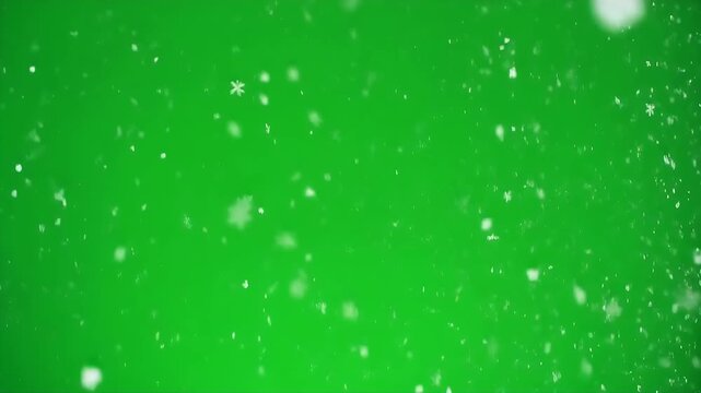 Falling snow effect on a green screen background.