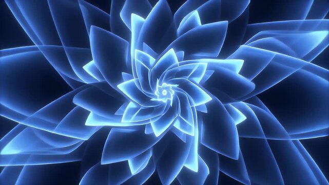 A mesmerizing blue fractal flower glowing against a dark background.