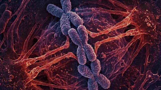Electron Microscope Perspective of Chromosomes Aligning in Plasma for Genetics